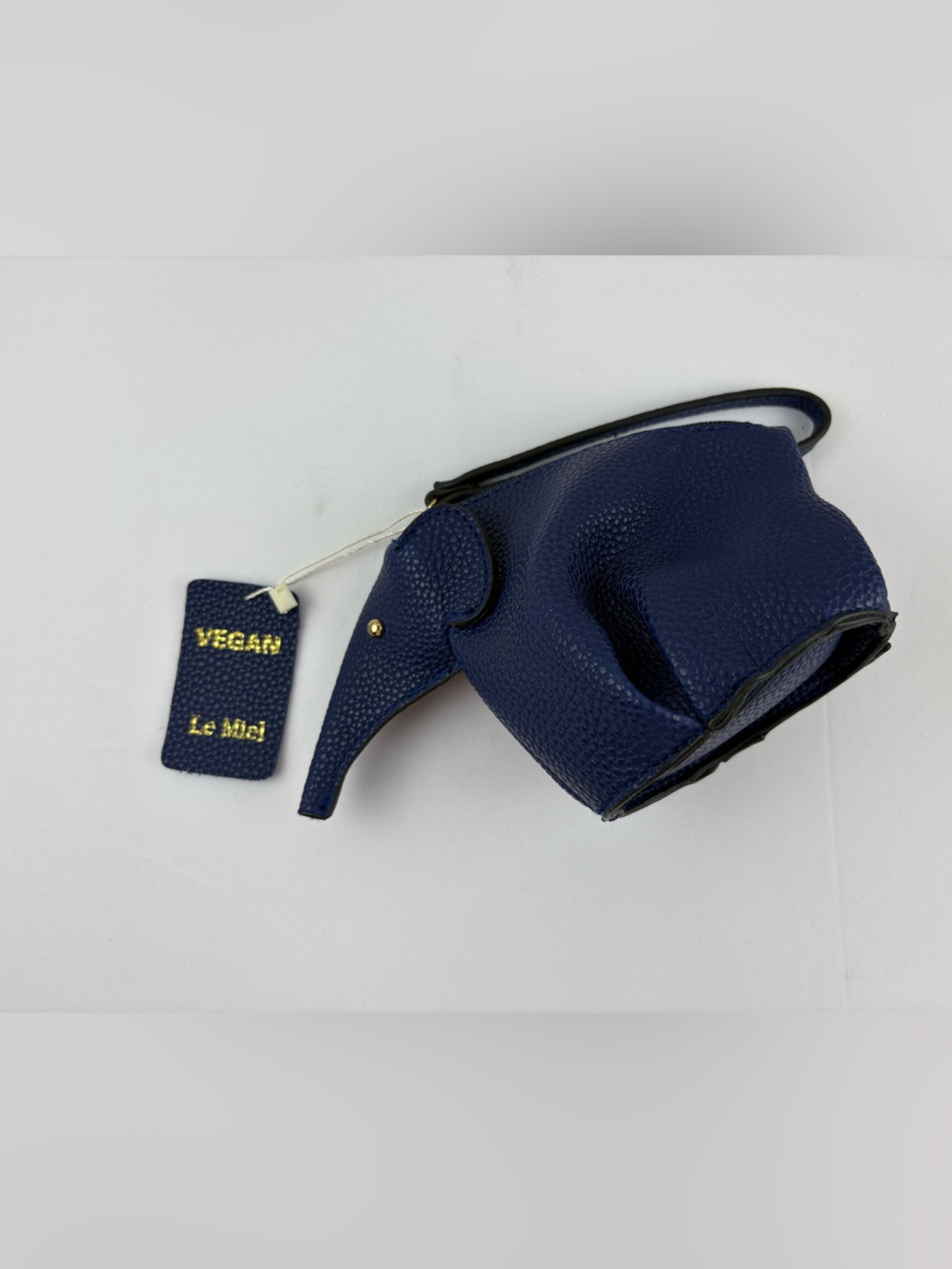 Le Miel Navy Blue Vegan Elephant Soft-Touch Faux Pebbled Leather Wristlet. - Picture 6 of 6